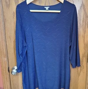 Croft&Barrow 2X Navy Blue 3/4 Sleeve Top